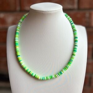 Handmade Green Clay Beaded Necklace